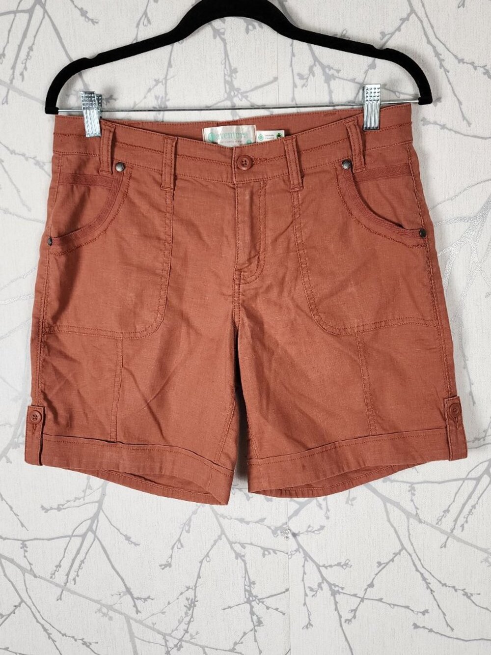 Aventura Orange Hemp Recycled Polyester Stretch Mid Rise Shorts
